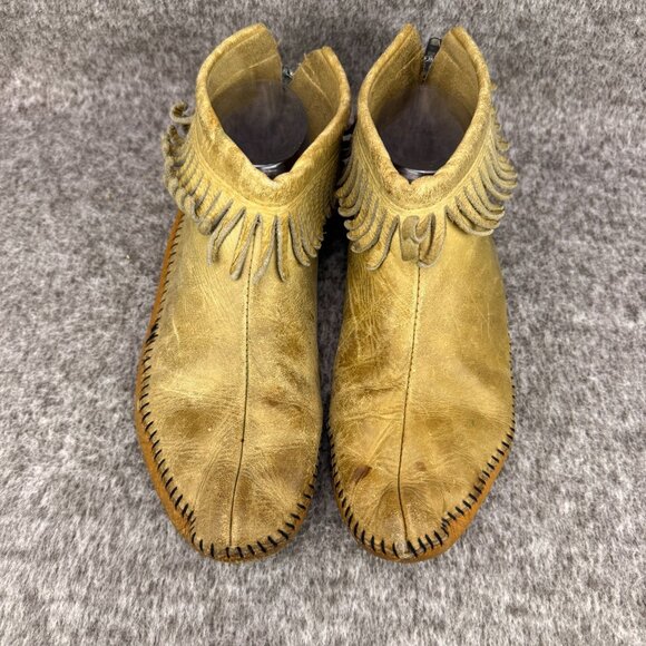 ✅VTG Handmade Leather Fringe Moccasins -Talon Zipper ✅NO SIZE -CONDITOIN ISSUES - Picture 7 of 14